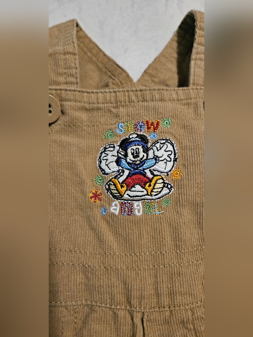 Disney Mickey Mouse Corduroy Overall Bibs Newborn Baby Christmas Holiday 2010
